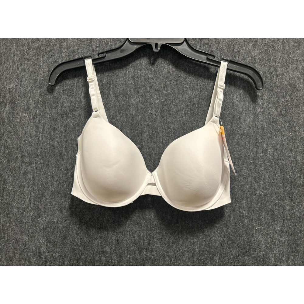 Warners Blissful Benefits Bra Women 34D White New Underwire Smoothing